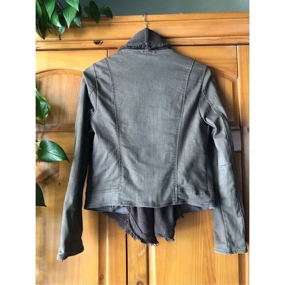 Free People Coated Denim & Knit Sweater Draped Front Moto Jacket 8 - Picture 8 of 15